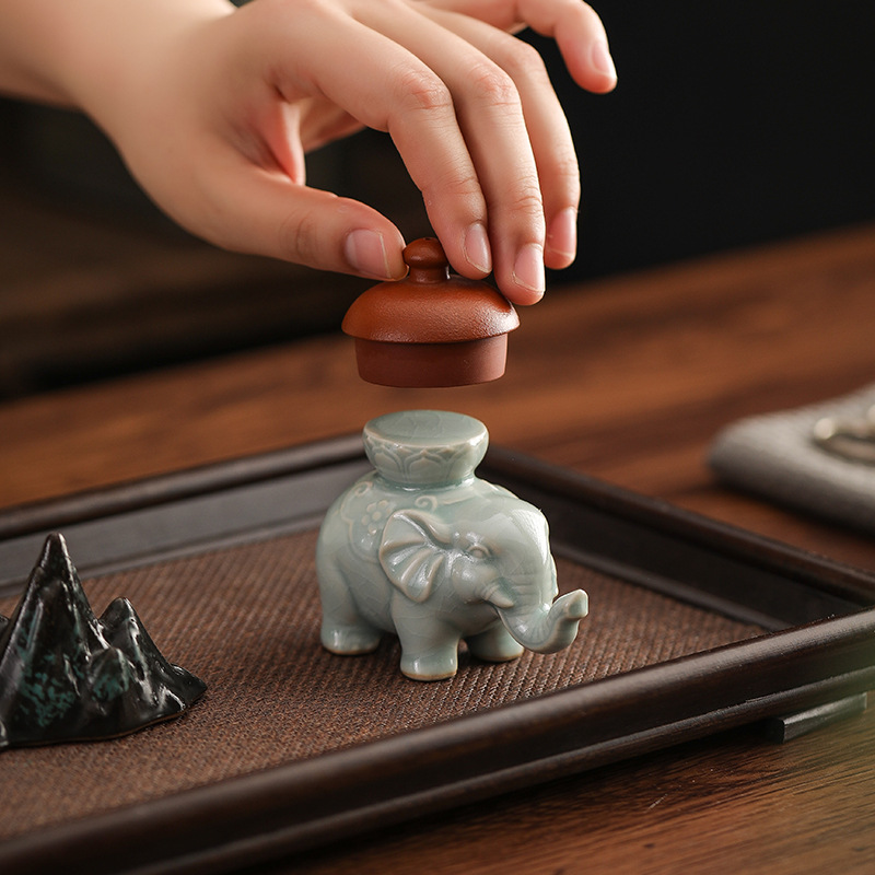 Unique Table Accessories - Kreativer Elefanten-Deckelhalter aus Keramik, Teezubehör, Teetisch-Dekoration,