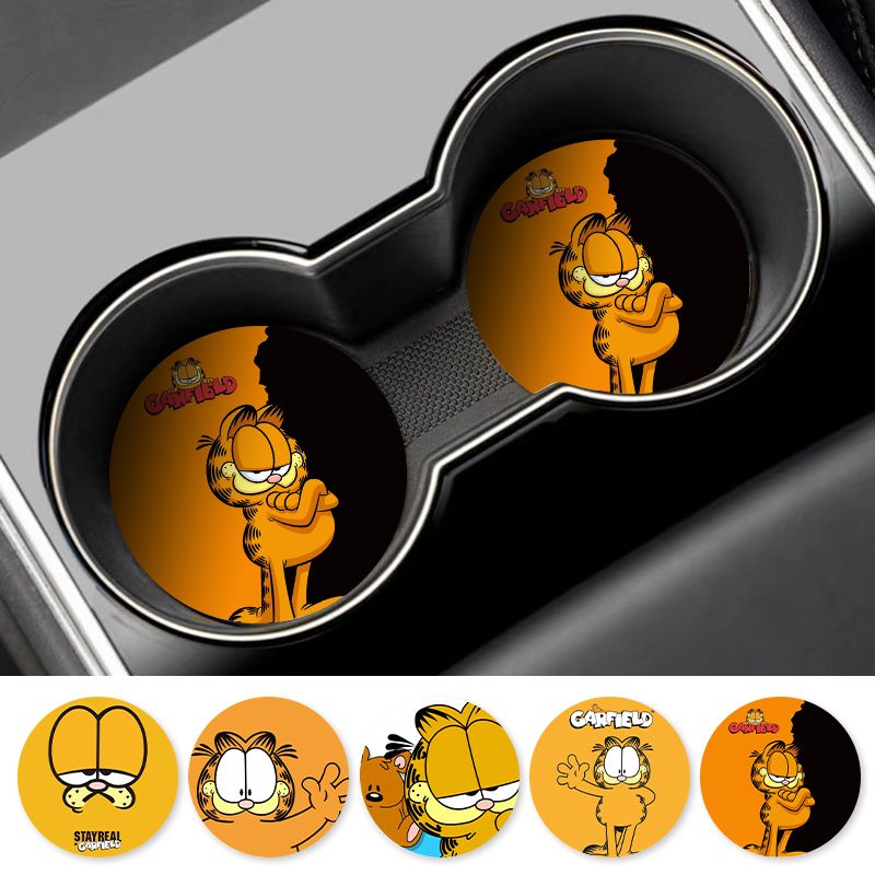 Tablet Car Accessories - Cartoon Garfield Auto-Getränkeuntersetzer Universelle Rutschfeste Auto-Getränkehalter-Matte